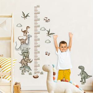 TEMU 만화 공룡 스태킹 벽 스티커, 키 측정용, 어린이 방 및 유치원 배경 장식에 적합