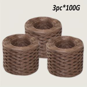 TEMU 3개입, 10.56Oz 고품질 라피아 종이 실, 봄/여름 코바늘 모자, 가방, 수제 직조 종이 로프, 베이킹 포장, 라피아 실 공예에 적합 (3개 * 218 야드 ≈ 654 야드)