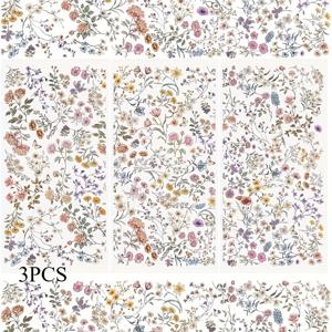 TEMU 3개 묶음 꽃 디자인 러브온 전사 스티커 세트, 가구 공예 향상 데칼, 스크랩북 및 사진 앨범에 적합, 15 x 30cm, 공예 용품 및 스티커 포함