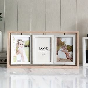 TEMU 회전형 트리플 포토 프레임 4x6인치 (10x15cm) - 양면 다중 구멍 컬라주 프레임, 사랑 테마, 홈 오피스 데코 및 생일 결혼식 휴일 선물용 탁상 디스플레이