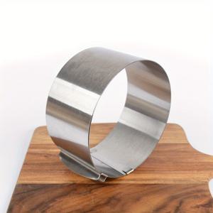 TEMU 1개 스테인리스 스틸 원형 텔레스코픽 무스 링, 6-12인치 조절 가능 케이크 몰드, 생일 케이크용 수동 베이킹 도구, 201 스테인리스 스틸, 특수한 신기한 케이크 팬, 내구성이 뛰어나고 정밀한 케이크 모양 액세서리