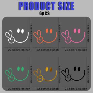 TEMU 패션 DIY 다림질 전송 6개 세트 - 즐거운 얼굴 평화 기호 디자인, 티셔츠, 청바지, 마스크, 배낭용 세탁 가능한 플라스틱 솔 데칼 - 6가지 색상 옵션(흰색, 검정, 노랑, 분홍, 오렌지, 빨강), 배낭 스티커 | 재미있는 디자인 | 쉬운 적용 스티커, 셔츠용 스티커