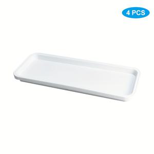 TEMU 4/8/12개 화이트 대형 플라스틱 식물 물받이 트레이 - 15.7x5.9인치 직사각형 플랜터 소서, 실내/외부용 내구성 있는 경량 디자인, 정원 용품 및 잔디 관리, 심플한 기능적 스타일의 높은 가장자리 트레이