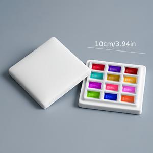 TEMU 전문가용 세라믹 페인트 팔레트, 수채화 페인트에 적합 - 세척 용이, 색상 블렌딩에 완벽 - 스튜디오 및 고급 필수품, 세라믹 재질의 수채화 혼합 팔레트