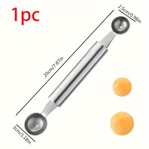 TEMU 1개 스테인리스 스틸 과일 스쿱 - 재사용 가능한 수박 & 볼 디거, 야외/캠핑용 주방 도구, 실외 주방 용품