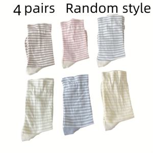 TEMU 여성용 양말 4켤레, 봄/여름용 얇은 중목 한국 스타일 인스 트렌디 통기성 뼈없는 산후 양말