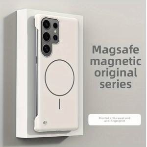 TEMU 삼성 갤럭시 S24, S24+, S24 울트라 호환 폰 케이스 - 새로운 무테 초슬림 세미랩 하드 케이스, 내장형 마그네틱 링, 단색 피부 친화적 백커버, 렌즈 보호 기능, 남녀 공용