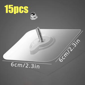 TEMU 15개입 무드릴 접착식 후크 - 투명 고강도 금속 스크류, 주방 & 욕실용 - 간편 설치, 무료 제거, 타일, 벽, 문, 선반 DIY 걸이