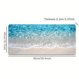 TEMU 1개 오션 웨이브 디자인 블루 게이밍 마우스 패드 - 초대형 미끄럼 방지 천연 고무 데스크 매트, 스티치 처리된 가장자리, 키보드 호환 가능, 사무실 & PC 게이밍용, 내구성 있는 컴퓨터 액세서리, 대형 데스크 마우스패드, 차분한 감각적인 디자인|컴퓨터책상