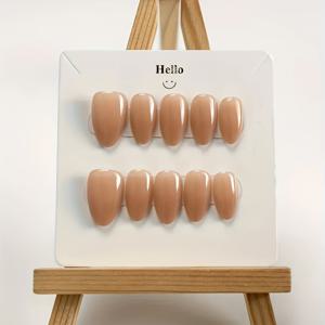 TEMU 핸드메이드 아몬드 모양 인조 네일 10개입, 누드 컬러로 피부톤을 연출하고, 고급스러운 느낌, 네일 파일 및 젤리 글루 포함