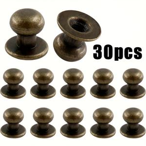 TEMU 30개 브론즈 미니 캐비닛 손잡이 - 합금 라운드 헤드 서랍 손잡이, 보석함, 캐비닛, 옷장, 소형 상자용 - 하드웨어 손잡이, 보석함 액세서리, 매끄러운 메탈릭 질감