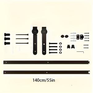 TEMU 농장 문을 위한 산업 스타일 블랙 메탈 하드웨어 컬렉션 (나무 문, 가정용 옷장 트랙 시스템용으로 설계됨) 및 레일이 있는 옷장 문 캐비닛을 위한 부품 포함