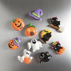 TEMU 10개 3D 냉장고 자석 장식 검은 고양이 호박 머리 3D 자석, 14세 이상 적합