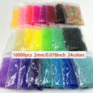 TEMU 16000개 2mm 투명 염색 코어 유리 시드 비즈, 24가지 색상, 십자수 유리 루스 비즈, 비즈 공예 팔찌 목걸이 귀걸이 주얼리 추가