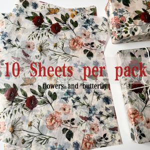 TEMU 10pcs 빈티지 우아한 꽃과 나비 시드니 티슈 14*20 인치 선물 포장지 예술 파티 생일 결혼식 장식, 포장지, 수저, 꽃束 용품, 휴일 선물 포장지, 포장재, 꽃 포장지