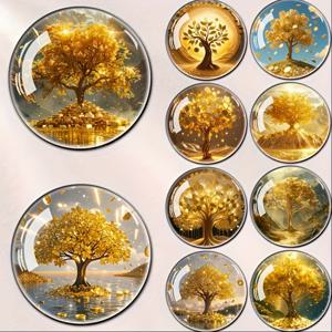 TEMU 10개 세트 머니 트리 25mm DIY 공예 재료, 라운드 컷 비즈 - 팔찌, 목걸이, 귀걸이, 스페이서 비드, 펜던트용 생동감 넘치는 유리 구슬 디자인