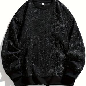 TEMU 남성 캐주얼 니트 스웨터 - 라운드넥 긴팔 풀오버 컬러블로킹 (봄/가을용) | 솔리드 컬러 캐주얼 스웨터 | 손세탁 가능 라운드넥 스웨터