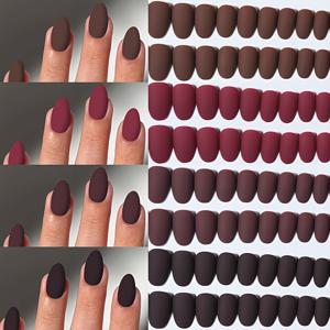 TEMU 96개 풀 커버리지 숏 오벌 매트 네일 스티커, 다양한 컬러의 탈부착 가능 프레스온 네일 - Y2K 스타일 여성용 + 젤리 글루 & 스크래퍼 스트립 포함