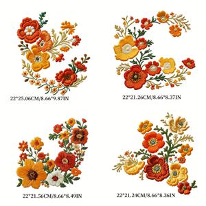 TEMU 4개 세트 플로럴 다리미 전사 디자인 - DTF 전사 스티커, 세탁기 사용 가능한 핫 프레스 데칼, 티셔츠, 쿠션, 후드티, 가방에 적합 - 내구성이 뛰어난 PVC 소재로 제작