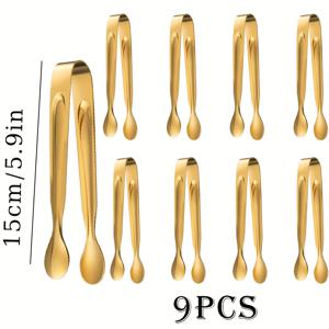 TEMU 9/18개 대형 서빙 집게, 스테인리스 스틸, 5.9인치 (반짝이는 골드), 전채, 디저트, 설탕, 아이스 버킷용, 식기세척기 안전, 파티 뷔페 서빙 집게