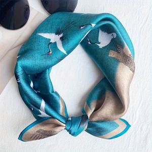 TEMU 진품 중국 황실 크레인 스카프 - 송나라 디자인의 무릎 실크 목도리, 우아한 청록색 & 학무늬 패턴 - 여성을 위한 고급 문화 선물, 결혼식, 정장 행사용 - 항주 제작, 부드러운 질감, 섬세한 디자인이 돋보이는 전통 액세서리, 특별한 날을 위한 스타일리시한 핸드메이드 웨딩 소품