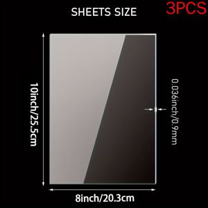 TEMU 3팩 11x14인치 PET/플렉시글라스 아크릴 시트 - 투명한 내구성 강화, 스크래치 및 충격 방지 플라스틱 시트 (사진 프레임, 사인보드, 공예, 테이블탑 디스플레이용) - 가정, 사무실, 학교 또는 상업용 적합 - PET/플렉시글라스 접착제 호환, 다목적 공예, 부드러운 표면, 내구성 있는 플렉시글라스, 학교 프로젝트