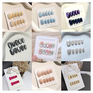 TEMU 40개 할로윈 사탕 컬러 네일 세트 | 혼합 컬러 시스템, 발레 모양, 짧은 길이, 광택 끝 - 데일리, 파티, 매니큐어에 적합