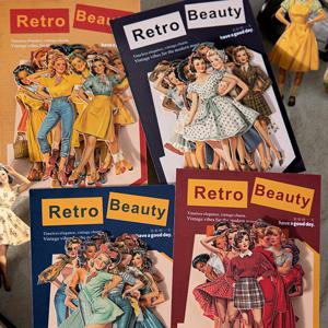 TEMU 빈티지 뷰티 시리즈 노트북 추가 4팩. 폰 케이스, 병, 사진 프레임, 앨범, 스크랩북 및 다이어리 장식을 위한 레트로 걸 스티커 포함