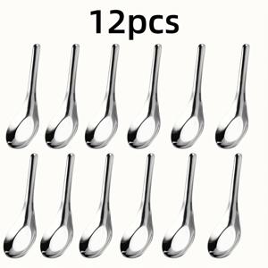 TEMU 6/12개입 스테인리스 스틸 티스푼, 디저트 스푼, 수프 스푼, 내구성, 우아함, 스타일리시, 레스토랑, 호텔, 가정, 연회, 야외, 비즈니스에 적합, 식기세척기 사용 가능