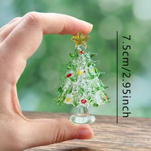 TEMU 수제 미니 유리 크리스마스 트리 장식품, 매력적인 미니 크리스마스 트리 조각상, 수집가에게 완벽, 크리스마스 테마, 휴일 및 테이블 장식에 적합, 크리스마스 장식에 이상적인 액세서리