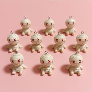 TEMU 10개 할로윈 3D 미라 참 DIY 주얼리 만들기, 펜던트, 귀걸이, 목걸이, 팔찌, 가방 장식, 레진 액세서리 및 공예 용품