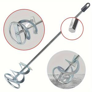 TEMU 고강도 스테인리스 스틸 혼합 패들 - 페인트, 시멘트, 진흙 블렌더용, 대용량 혼합 로드, 나선형 혼합 작동 및 인체공학적 핸들, 콘크리트 믹서 액세서리