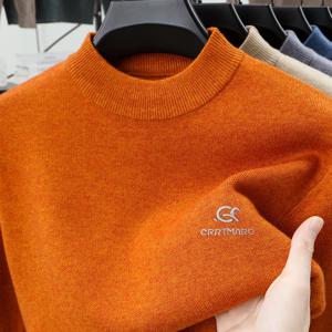 TEMU CRRTAO 자수 남성용 세미 하이넥 니트 셔츠, 반팔 핏감 스타일리시 베이스 레이어 비즈니스 탑 by Muyuanxiang