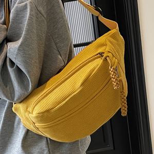 TEMU 완벽한 릴리 여성용 빈티지 코듀로이 크로스바디 백 - 다수의 지퍼 포켓이 있는 조절 가능한 스트랩, 일상 출퇴근 및 여행용 대용량 캐주얼 가방, 카키/화이트/레드/그린/블루/블랙, 핸드백, 내구성 있는 폴리에스터 안감|크로스백|미니크로스백|힙색