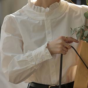 TEMU 프렌치 스타일 여성용 화이트셔츠, 2025 봄/가을 신상 이지블라우즈 코리안 롱슬리브 탑