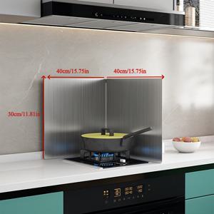 TEMU 스테인리스 스틸 스토브 스플래시 가드 (유리문 포함) - 내열성 & 쉬운 세척 오일 스플래터 방지, 가스/오븐 스토브용 방수 백스플래시, 인덕션 쿠크탑 호환, 모던 주방 디자인, 스크래치 방지 표면 보호, 가스 버너 & 오븐용 슬림하고 내구성 있는 구조, 깔끔한 요리 솔루션