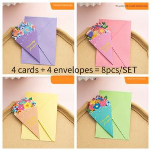 TEMU 8개 부케 인사말 카드 세트, 카드 4장과 봉투 4개 포함, 축복 꽃 카드, 감사 카드, 추수감사절, 어버이날, 생일, 크리스마스, 새해 및 특별한 친구에게 매우 적합
