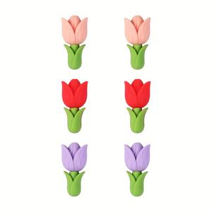 TEMU 6개 세트 카툰 튤립 실리콘 비즈 3D 스트링 펜 참 팔찌 액세서리, DIY 키체인 목걸이 랜야드 만들기용 입체 꽃, 핸드메이드 액세서리, 공예 재료, 플로럴 디자인, 부드러운 소재, 가벼운 비즈, 참 비즈, 스트링 비즈, 창의적인 , 선물 제작자