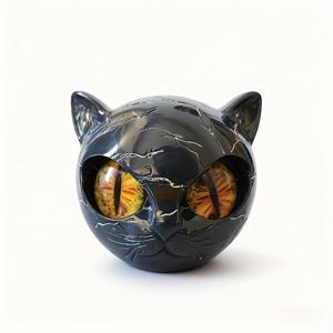TEMU 화려한 검은 고양이 머리 조각상 - 대리석 질감의 레진 조각, 표현력 넘치는 눈, 현대적이고 우아한 데스크탑 장식, 집과 사무실에 적합 - 고양이 애호가와 컬렉터를 위한 완벽한 선물 - 동물 테마 액세서리
