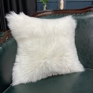TEMU 17.7*17.7인치 (45*45cm) 화이트 인조 울 베개 커버, 침구, 소파 쿠션, 의자 쿠션에 적합, 침실 장식용 긴 플러시 (베개 속통 미포함)