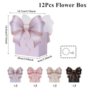 TEMU 12개 리본 꽃 상자 팩 | 매력적인 부케 디스플레이 바구니, 웨딩 플로럴 어레인지먼트 상자, 아프터눈 티 다이닝 테이블 장식, 나비 테마 생일 파티 테이블 센터피스, 행복한 생일 파티 장식용, Staraise 제조의 종이 재질|티테이블
