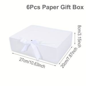 TEMU 6개입, 우아한 화이트 크래프트 선물 상자 (리본 포함), 웨딩 브라이덜 샤워 파티 장식, 생일 파티 용품, 메리 크리스마스 파티 장식, 해피 할로윈 파티 선물 장식, 이벤트 파티 박스 팩