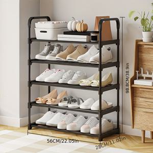 TEMU 1개 강력한 금속 프레임 & 플라스틱 선반이 있는 다용도 공간절약형 신발장 - 현관, 거실, 침실, 사무실에 적합 - 간편한 조립, 휴대용 신발 보관 선반, 가정용
