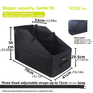 TEMU RRSkits 접이식 자전거 보관 가방 - 튼튼한 옥스포드 원단, 다혼, 루hm, 브롬튼 20인치/50.8cm & 22인치/55.88cm에 적합, 내장 먼지 커버가 있는 휴대용 접이식 정리함, 블랙, 자전거 보관 가방, RRSkit, 자전거 보관 상자, 자전거 상자, 자전거 수하물 캐리어|자전거|폴딩박스