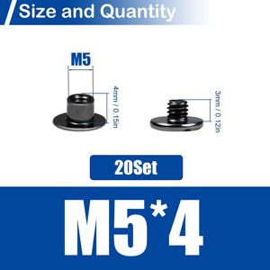 TEMU 20개 시카고 스크류 세트, 블랙 M5 사이즈 4/6/8/10/12mm, 가죽 제작용 304 스테인리스 스틸 메탈 리벳 키트, 벨트, 지갑 및 신발 수리용, , 리벳, 장식 리벳
