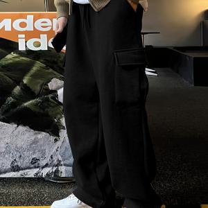 TEMU 그레이 아메리칸 빈티지 워크웨어 캐주얼 팬츠 남성용, 루즈핏 다용도 와이드 레그 트라우저 컷과 뛰어난 드레이프로 가을에 완벽한 아이템