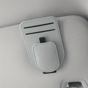 TEMU 패셔너블 PU 가죽 선바이저 정리 클립 - 선글라스, 가스 카드, 티켓 등 다용도 박스, 컴팩트 사이즈와 대용량 자동차 액세서리, 4가지 색상 제공