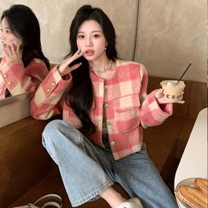 TEMU 클래식 엘레강스 스타일 트위드 숏 코트 여성용, 신상 가을/겨울 두꺼운 가디건 탑, 세련된 레이디 매력|가디건|빈티지