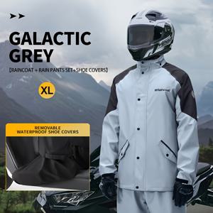 TEMU 라이딩 수트 분할 레인 폰초, 3피스 세트 (재킷 + 바지 + 신발 커버), 가을/겨울 야외 출퇴근, 비오는 날 하이킹, 작업용, 스크래치 방지, 반사 백 디자인, 통기성 안감 메쉬, 손세탁 가능 남성용 레인 케이프, 겨울용 사이즈 업 추천