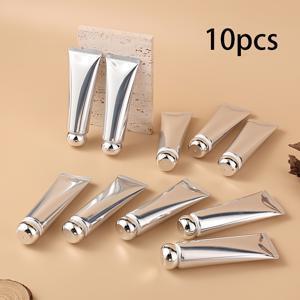 TEMU 10개 재충전 가능한 빈 알루미늄 플라스틱 튜브 라운드 병 뚜껑 화장품 용기 패키징 페이스 클렌저 핸드크림 화장품 로션 (50ml)